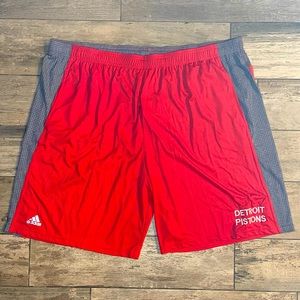 Adidas NBA Authentics Detroit Pistons Team Issue Basketball Shorts Red 4XL